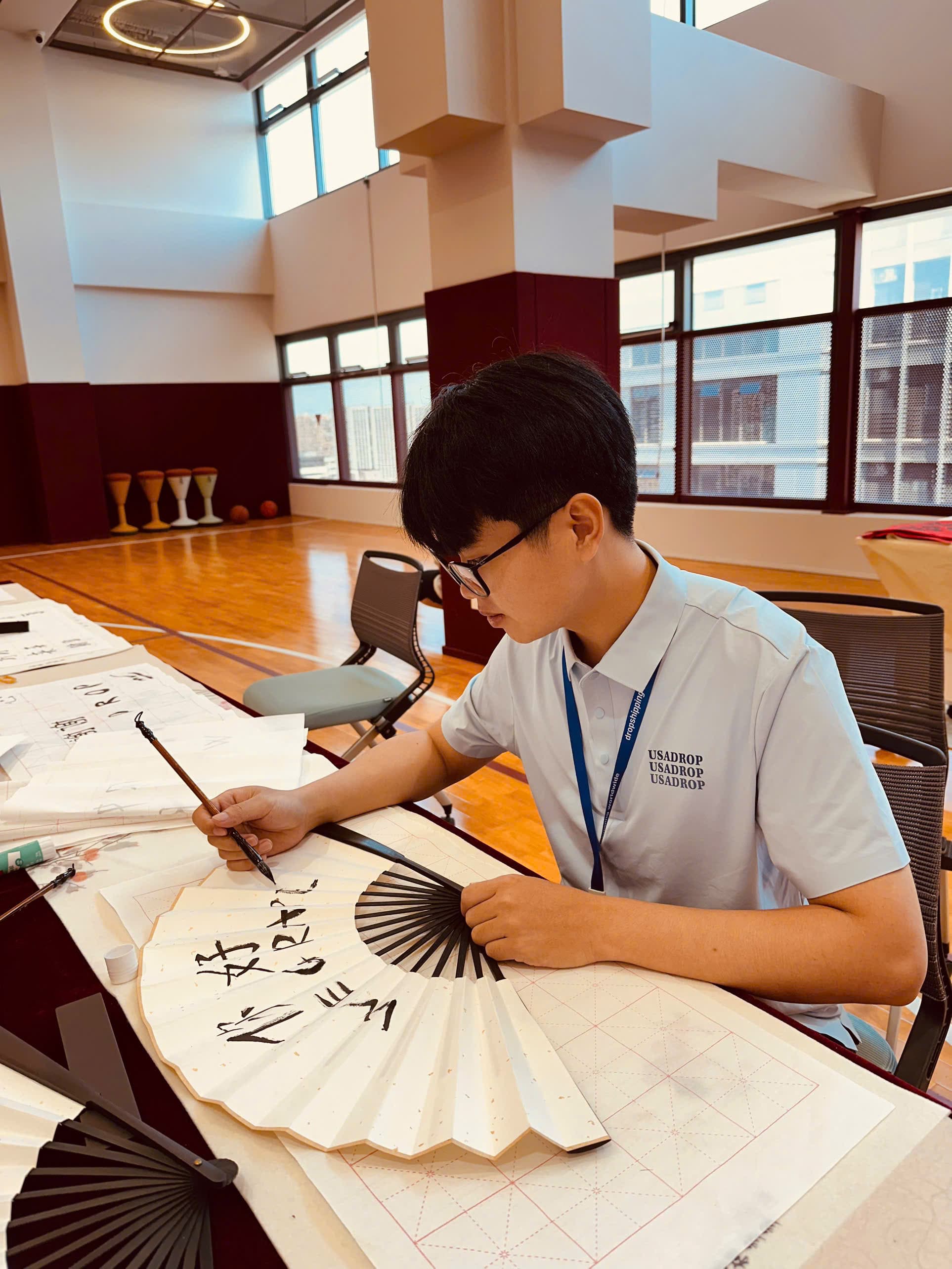 Calligraphy session on the China trip